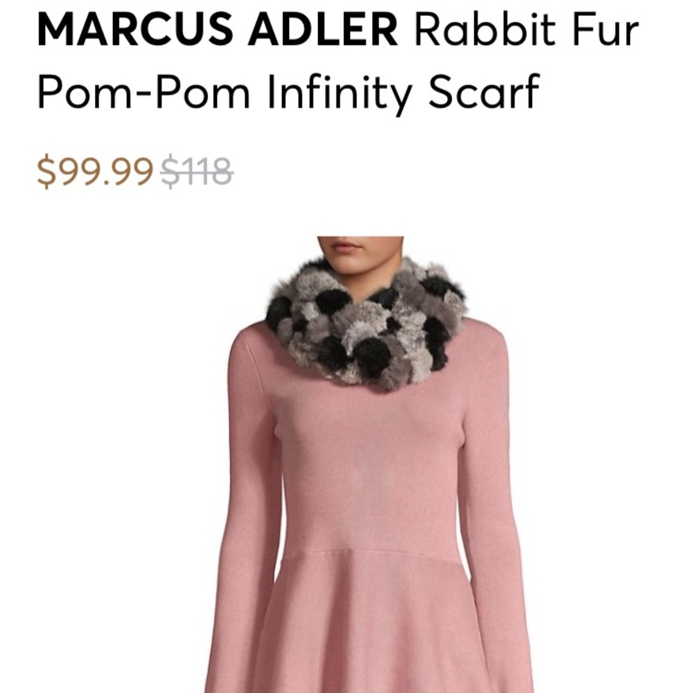 💚NWT Marcus Adler Rabbit Fur Infinity Scarf - Picture 2 of 9